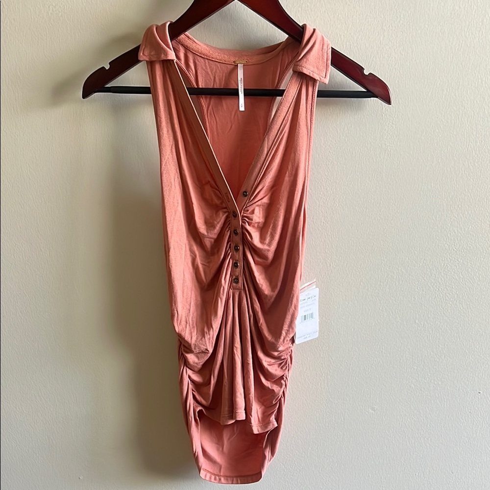 Free People Terracotta Sleeveless Ruched Top (*NWT)